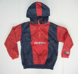 New England Patriots Red Blue Nylon Nfl Football Windbreaker Jacket Coat Men S S Ebay