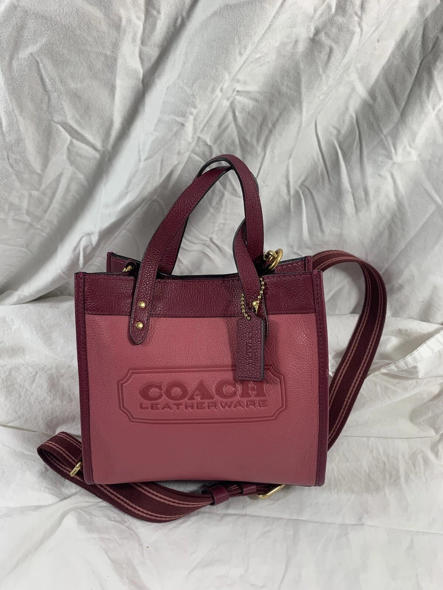 Genuine COACH field tote Colorblock 22 pink bag with shoulder strap with logo