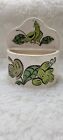 Vintage 1976 Beige Speckle Green Bird Fruit Ceramic Pottery Wall Pocket Planter