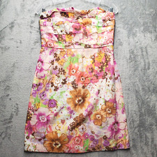 J Crew Dress Womens 6 Silk Blend Floral Strapless Lined Pink Cream Lined