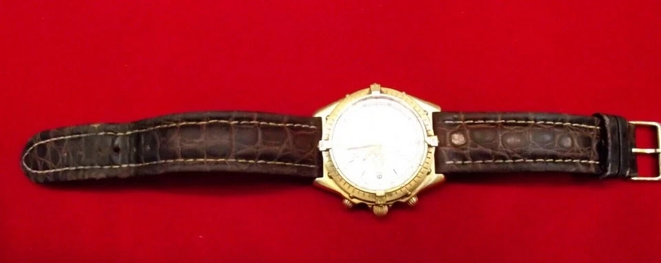 Reloj automático para hombre Breitling Chronomat oro amarillo 18k esfera blanca K13047 Foto 3 de 4