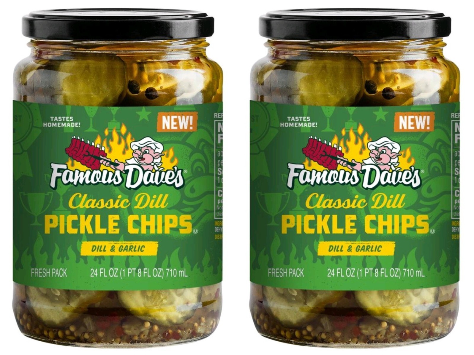Pick 2 Famous Dave's Pickle Jars Devil's Spit, Signature or Spicy Dill
