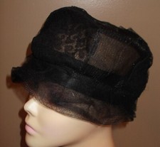 Antique Vtg 1920s Black Sisal  Lace Wave Brimmed Cloche Flapper Hat by H.Boylan