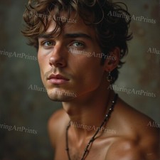 Male Model Photo Print Muscular Handsome Shirtless Hunk Abs Jock College -571A