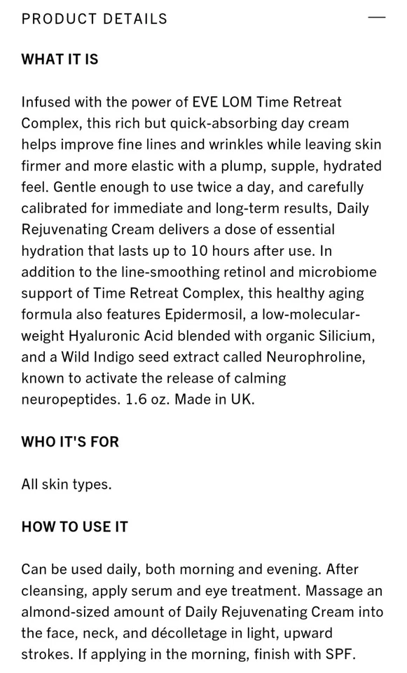 *NUEVO PRODUCTO EVELom Crema Rejuvenecedora Diaria 50 ml AUTÉNTICA $140 NUEVA EN CAJA SELLADA Foto 4 de 4