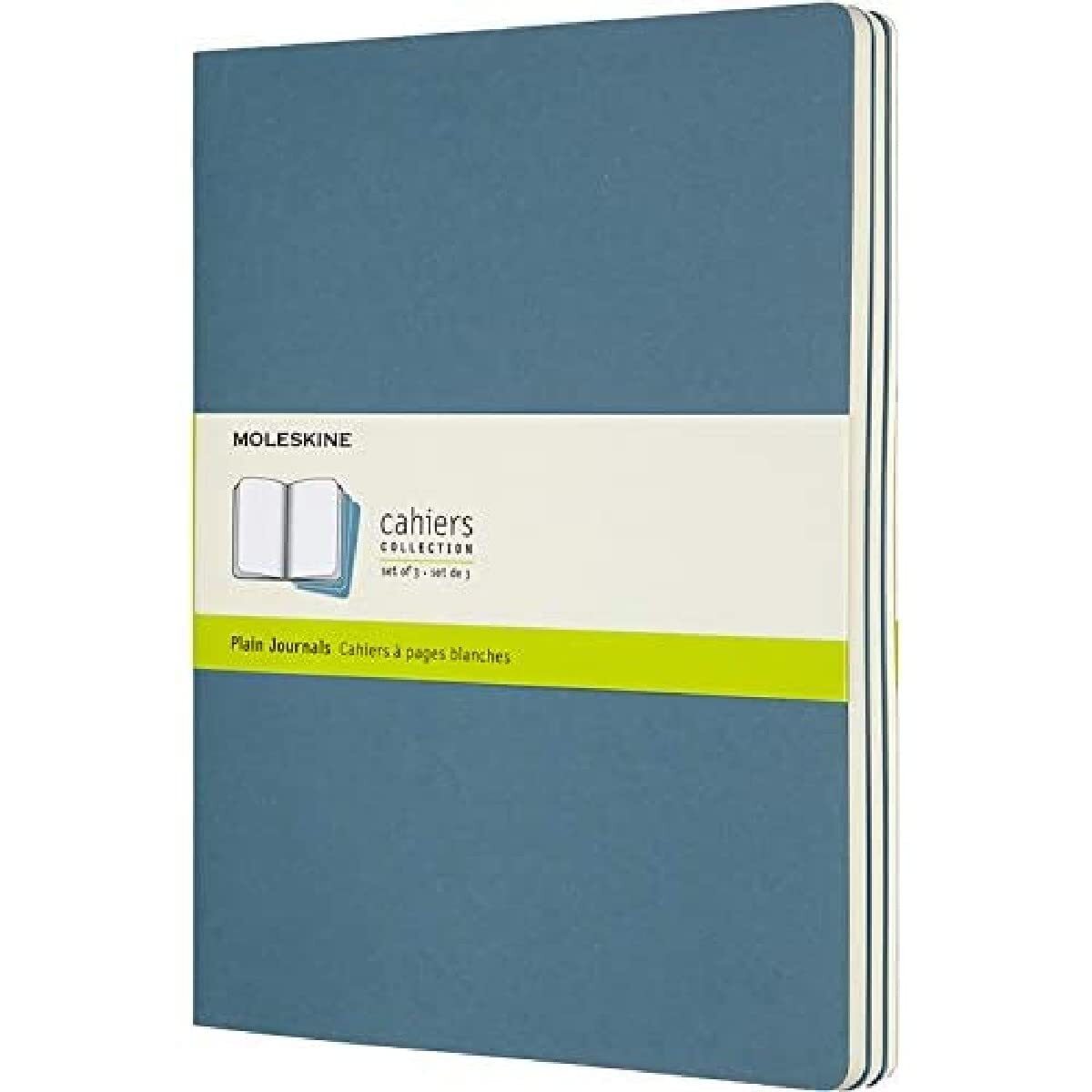 Moleskine Cahier Journal, Set 3 Notebooks with Plain Pages, Cardboard Cover with