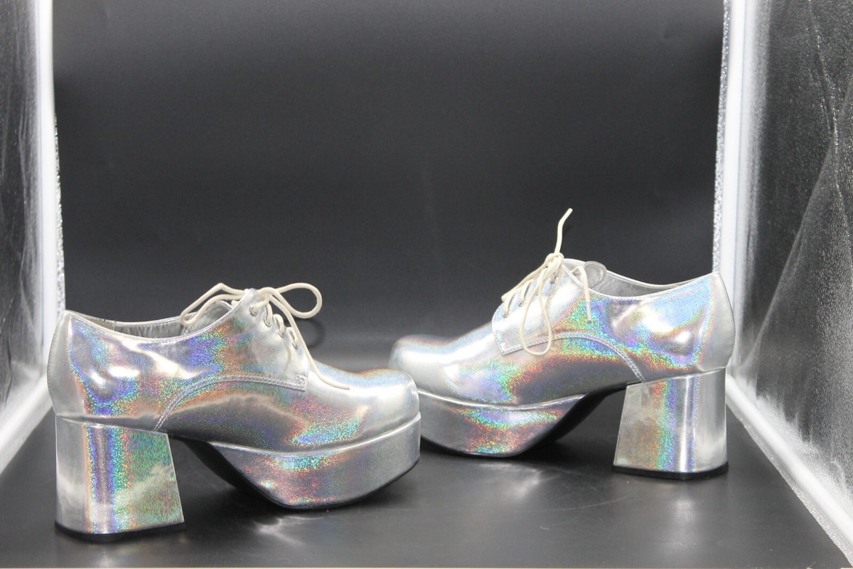 【中古】 Discopolis Lifelike Silver Disco Ball Platform Boots - Gil & Roy Props
