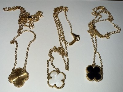 Kleeblatt Halsketten - 3 Halsketten 18kGP -