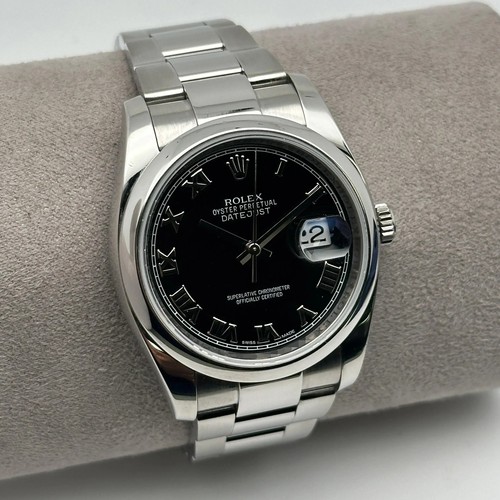 Montre automatique pour homme Rolex Datejust 36 acier cadran romain noir 116200 - Photo 3 sur 16