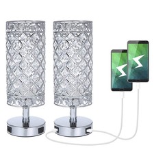 Tomshine Usb Crystal Table Lamp Set Of 2 Bedside Lamp Usb Charging Ports Modern