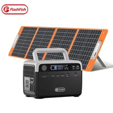 Flashfish BP030B 230Wh LiFePO4 Power Station+100W Solar Panel Solar Generator US