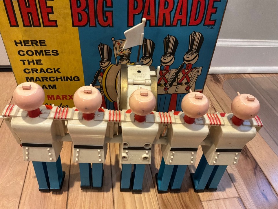 Vintage Marx Big Parade Marching Soldiers Battery Operated Toy wBox ...