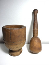 Vintage Wooden Wood Mortar Pestle Farmhouse Kitchen Apothecary Primitive Small