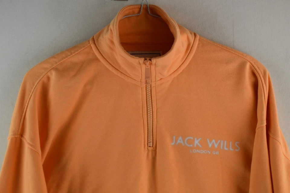 JACK WILLS Orange High Neck Crop Jumper size Uk 6 Womens 1/4 Zip Pullover Casual - Image 2 of 4