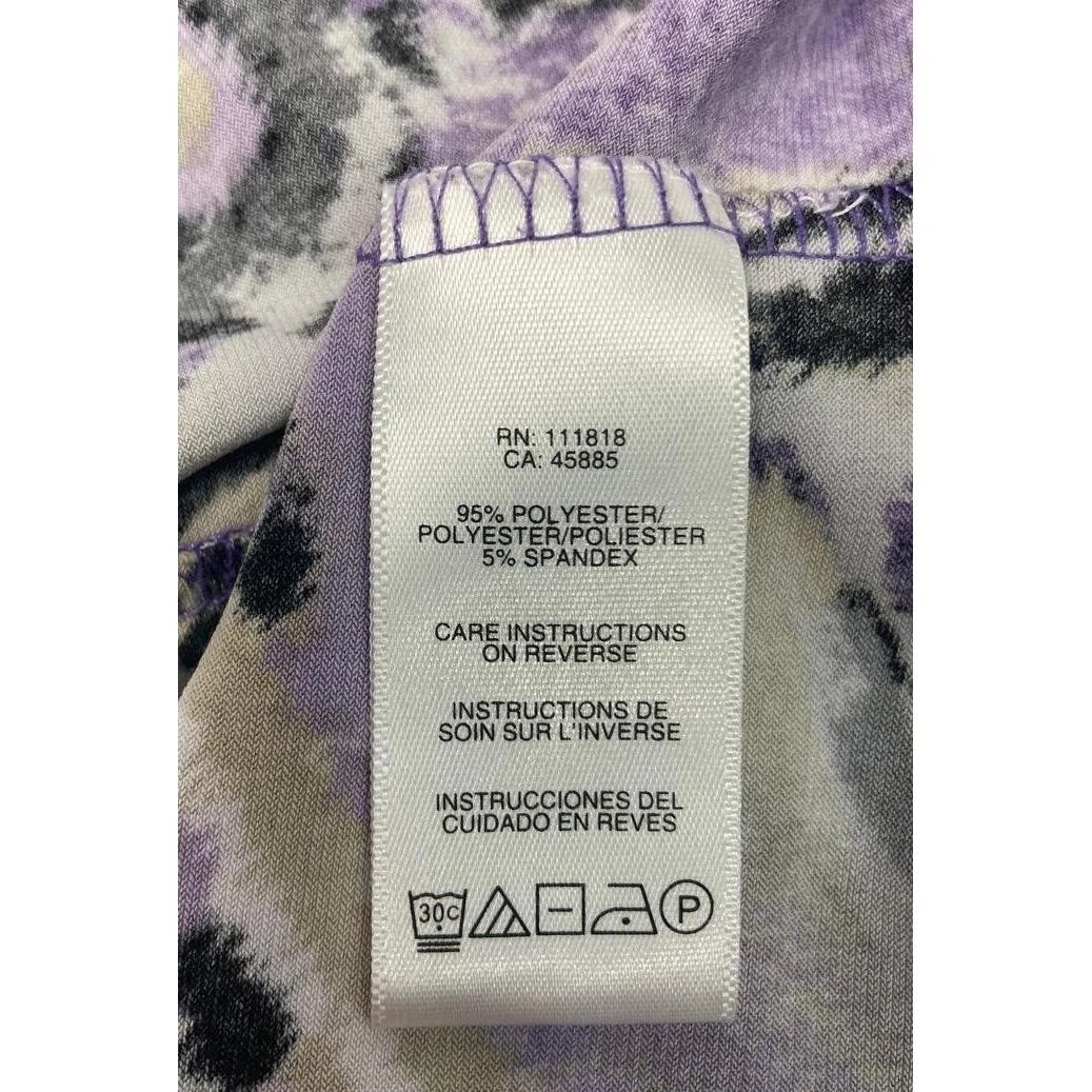 Abito smanicato grande Michael Kors stampa paisley viola grigio cuciture in vita