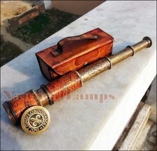 16 Inch Marine Antique Brass Telescope   Nautical Maritime Leather Spyglass