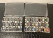 Lot of Vintage Plastic Bobbins With Plastic Bobbin Boxes - See Details