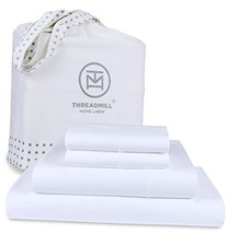 Luxury 600 Thread Count 100 Cotton Size Sheets, 4 Pc King F. Hotel White