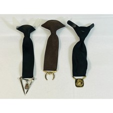 Vintage Masonic Lodge Set of 3 Ties Freemason Horse Horseshoe Triangular Stone