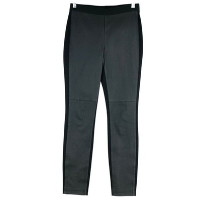 Eileen Fisher Pants Women XXS Lamb Leather Front Tencel Stretch Back Panel Black