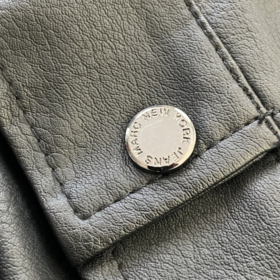 Andrew Marc New York Men’s LARGE Faux Leather Jacket with Sherpa Trim Collar - Image 3 of 4