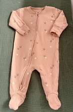 Baby Girls Next Pink Daisies Lucky Horseshoe Pattern Babygrow Sleepsuit 0-3 Mon.