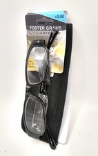 Foster Grant Lloyd Lightspecs Lighted Reading Glasses/Case/Extra Batteries 2.00