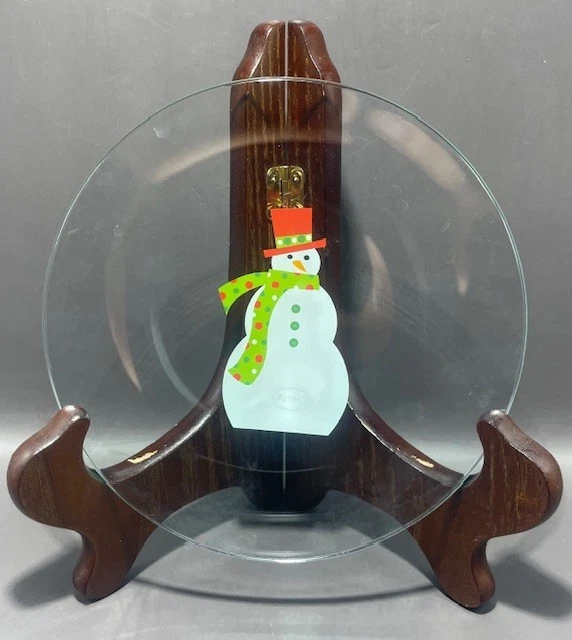 Plato para servir muñeco de nieve de vidrio de chef mimado con 4 platos redondos para aperitivos Foto 3 de 4