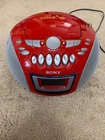Vintage Sony Red Portable Boombox CD / Cassette / Radio Tested & Working CFD-E75