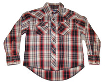 WRANGLER Boys Size Small 5-6 Plaid Pearl Snap Western Shirt