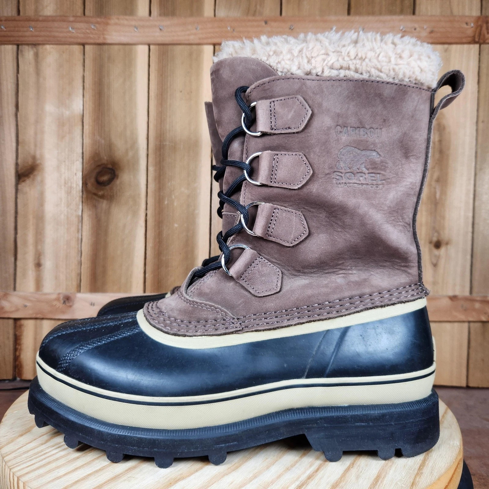 Sorel Caribou NM1000-238 Boots Mens 8.5 Brown Nubuck Waterproof Insulated Snow
