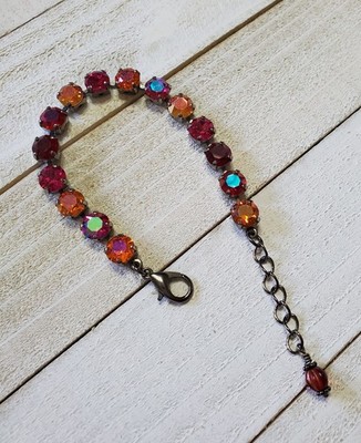 GW8MB11 Sunset Orange Berry Fuchsia Handmade Crystal 8mm NIP Cup Chain Bracelet