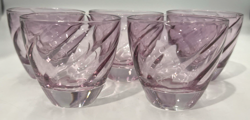 5 VTG 60s Hazel Atlas Glass Moroccan Purple Amethyst Swirl Tumbler 2.5" T 4 oz - Picture 9 of 12