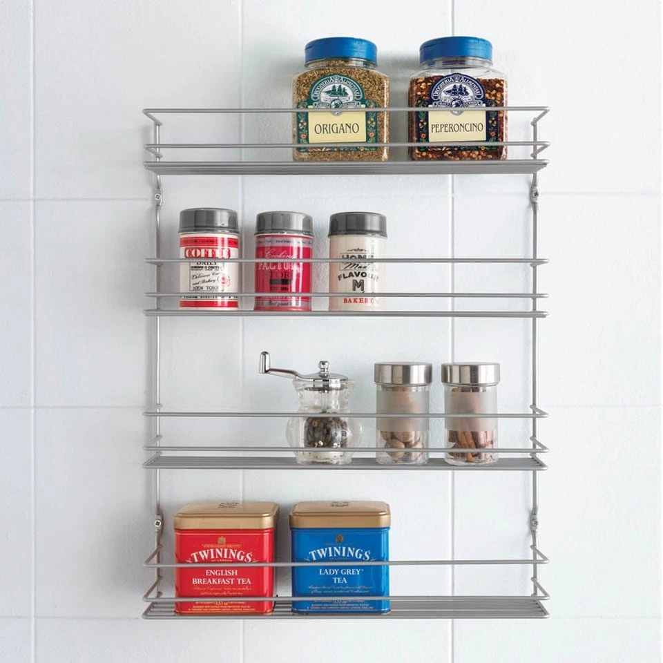 , Pepito, Portaspezie Con 4 Ripiani, Colore Argento, 36 X 8 X 45 Cm - Immagine 2 di 4