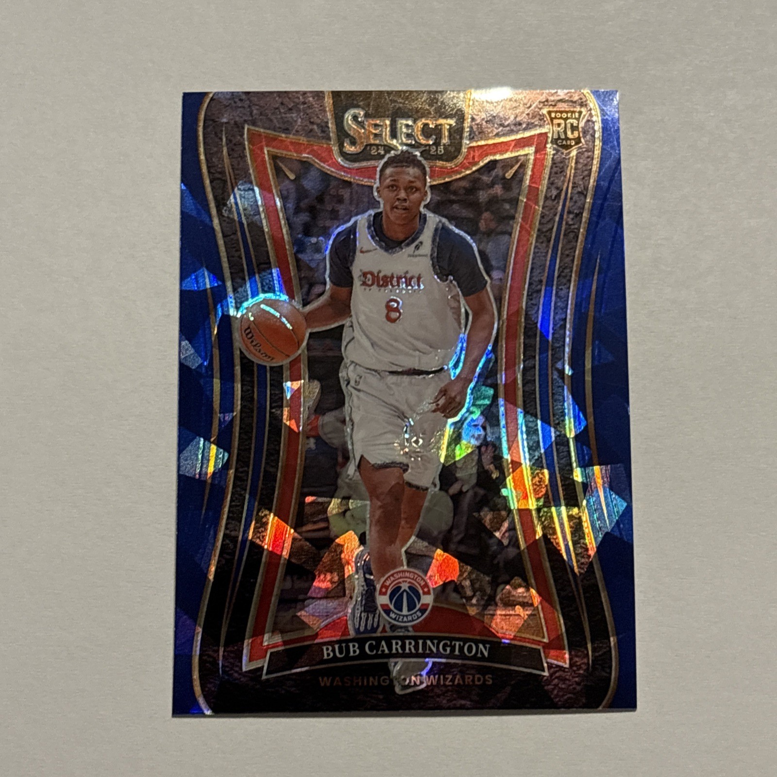 Bub Carrington 2024-25 Select Prizms Blue Cracked Ice Refractor Rookie #386