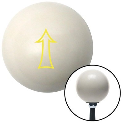 Yellow Fancy Outlined Directional Arrow Up Ivory Shift Knob w/ M16x1.5 Insert