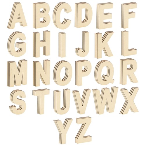 83 Piece Wooden Letters for Crafts, 4-Inch Alphabet Cutouts for DIY Painting,...