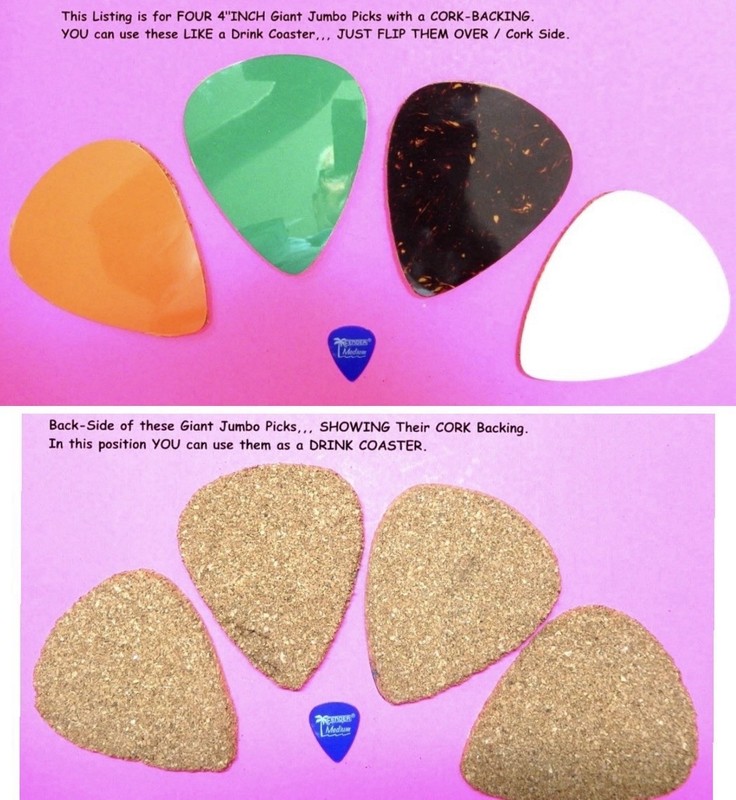 4" INCH Giant Guitar Picks, JUMBO Guitar Picks, Extra Large Guitar Picks