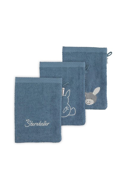 Waschhandschuhe Sterntaler Baby Jungen Gots 3Er Pack Bio Grau-Blau Emmi-image