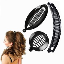 3PCS Banana Clips Hair, Clip Clincher Combs 1 Count Pack of 3 , Black