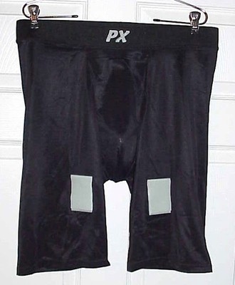 VINTAGE NOS PAIR OF PX BLACK, HOCKEY JOC CUP SHORTS & NEW HARD CUP, XXL / 2XL