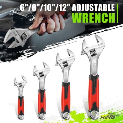 6'' 8'' 10'' 12'' Durable Chrome Vanadium Steel Rubberized Grip Adjustable Wrench