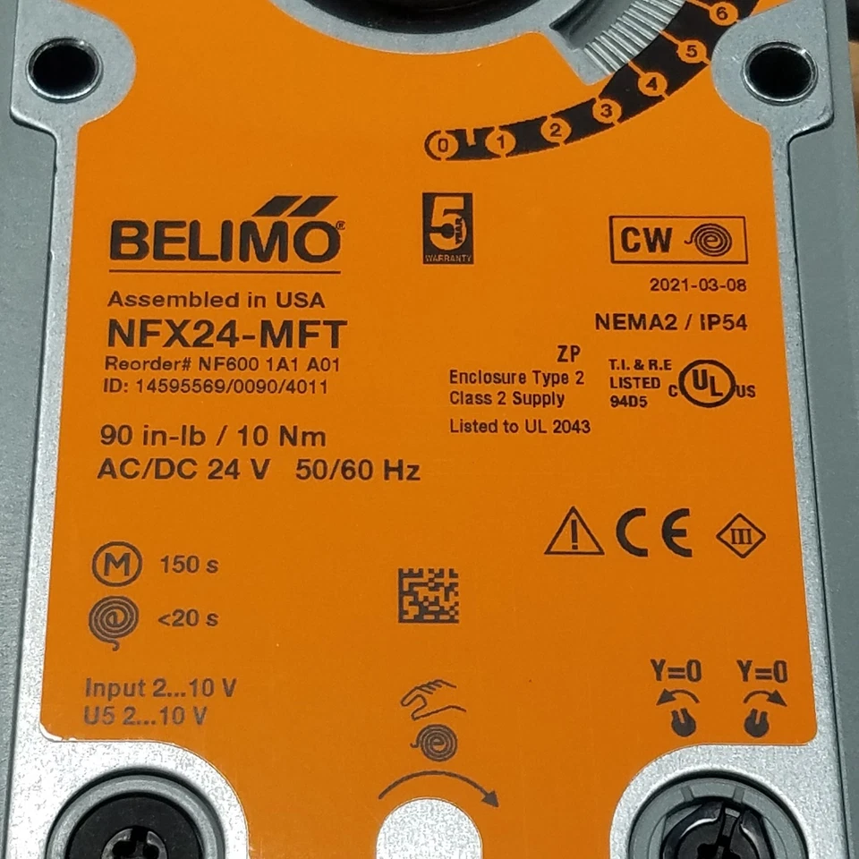 Actuador Amortiguador Configurable Belimo NFX24-MFT, AC/DC 24V, 50/60Hz - USADO Foto 4 de 4