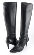 620 SALVATORE FERRAGAMO TECLA Black Designer Knee High Boots 9.5 RUN SMALL