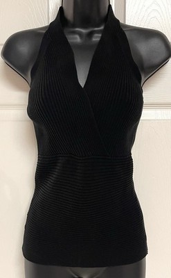 Y2K C est City By August Silk Vintage Halter Top Size Small Silk Blend Black