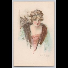 Postcard Art Nouveau Female Portrait 14 Rue Martel Paris