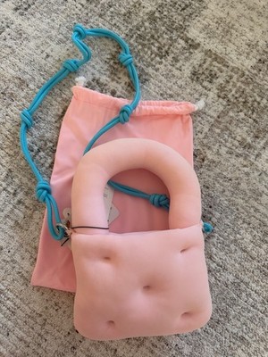 Marshall Columbia Plush Purse Bag Pink & blue Puffy Top Handle Crossbody