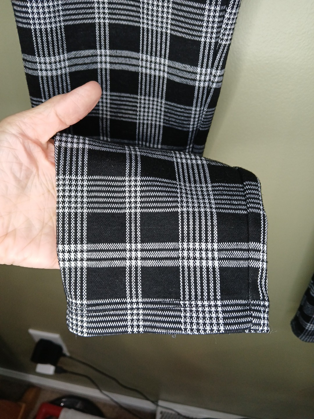 Express Small Petite Pull On Checkered Black Whit… - image 5