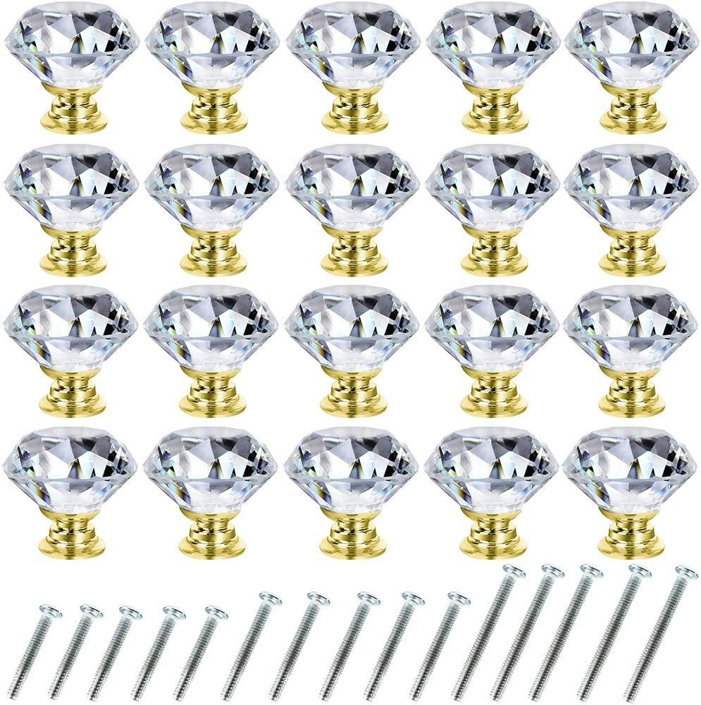 Dresser Drawer Cabinet Knobs 30Mm Diamond Shaped Crystal Glass Knobs Pulls for K