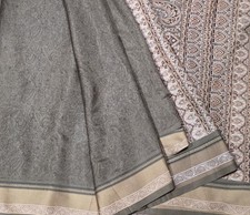 Vintage Silk Saree, 100 Pure Silk Fabric, 5 Yards Ethnic Indian Printed Sari